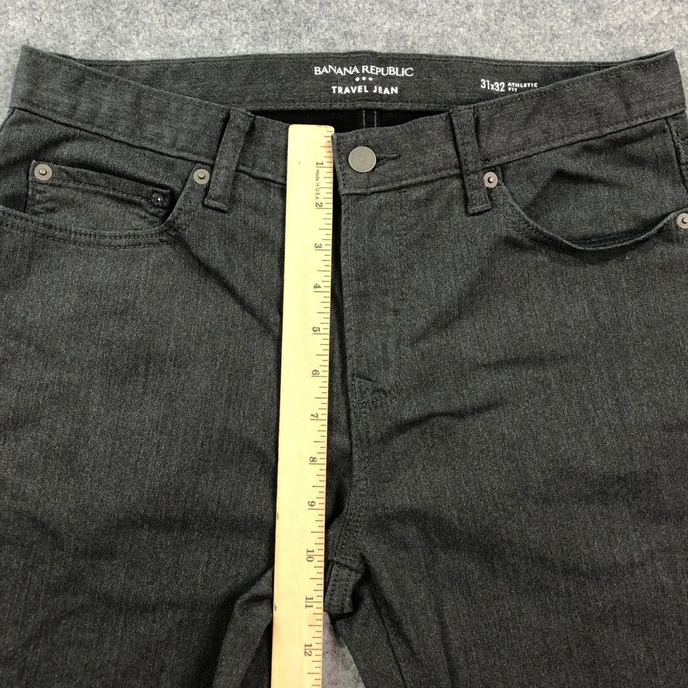 Banana Republic TRAVEL JEAN Mens Pants 31x32 (fits 31x30) Charcoal Athletic Fit